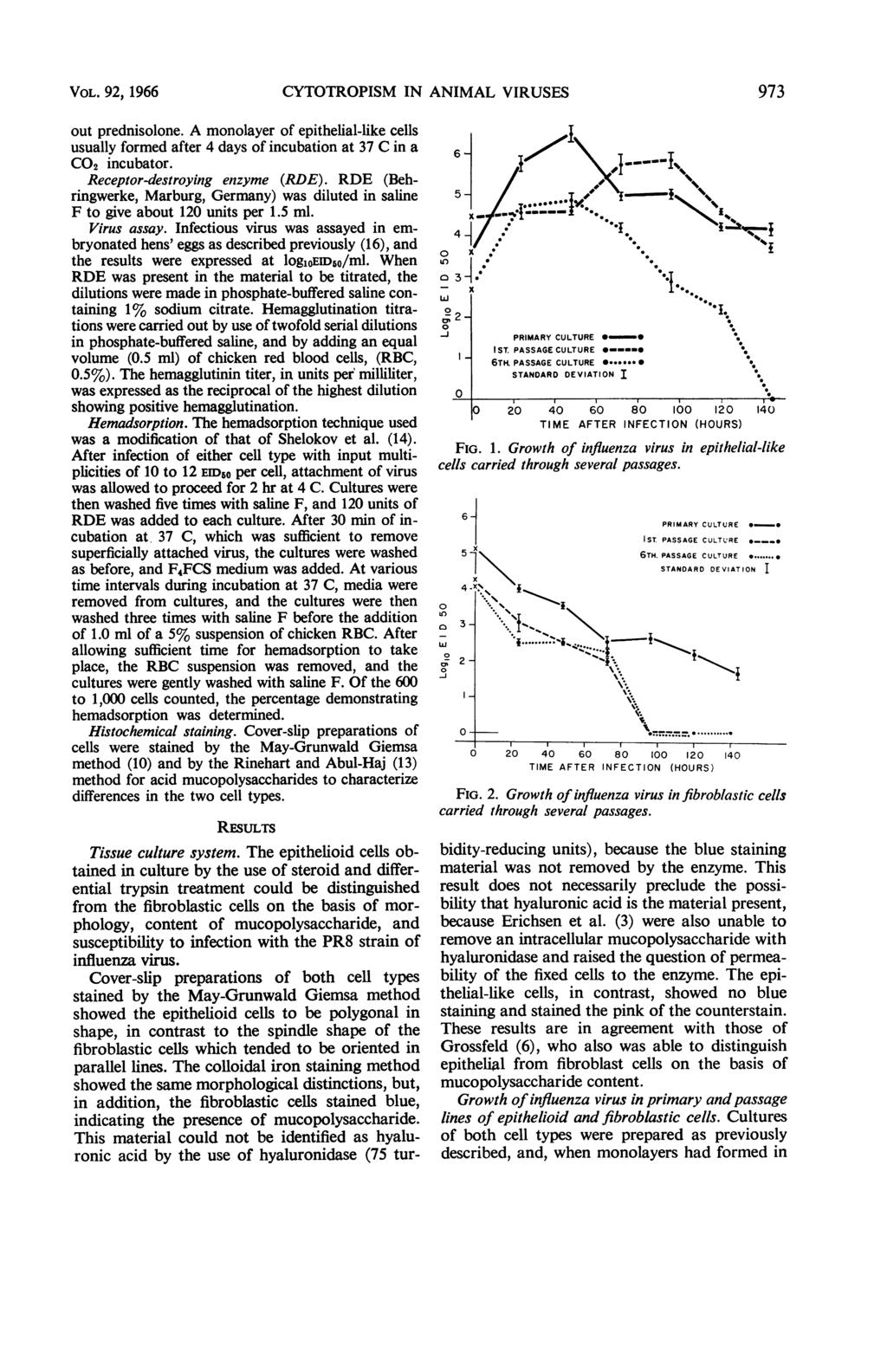 VOL. 92, 1966 CYTOTROPISM IN ANIMAL VIRUSES 973 out prednisolone. A monolayer of epithelial-like cells usually formed after 4 days of incubation at 37 C in a CO2 incubator.