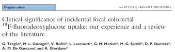 Incidental focal colonic FDG uptake Incidence of