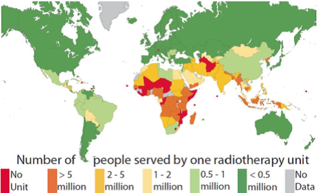 Fig. 1: Global disparities in the number of people served by each