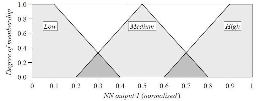 Fuzzy sets of the neural network output normal