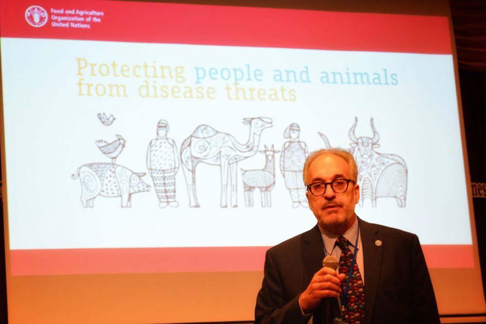 Animal health authorities in Viet Nam joins the Emergency Regional Consultative Meeting on ASF Risk Reduction and Preparedness Juan Lubroth, Chief Veterinary Officer of FAO, giving a speech at the