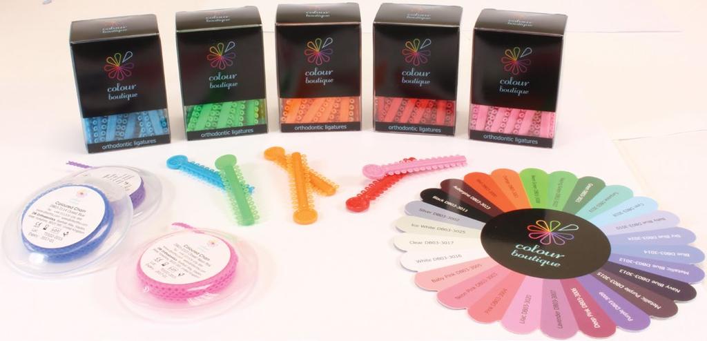 Elastomeric Products 73 BEST SELLERS Colour Boutique range of elastomeric ligatures and chain.