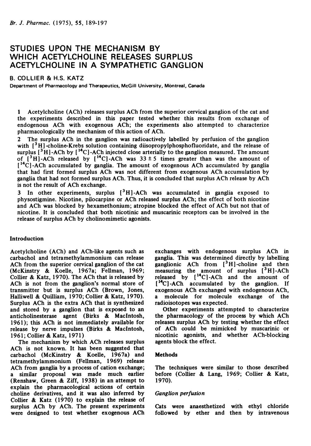 Br. J. Pharmac. (1975), 55, 189-197 ST