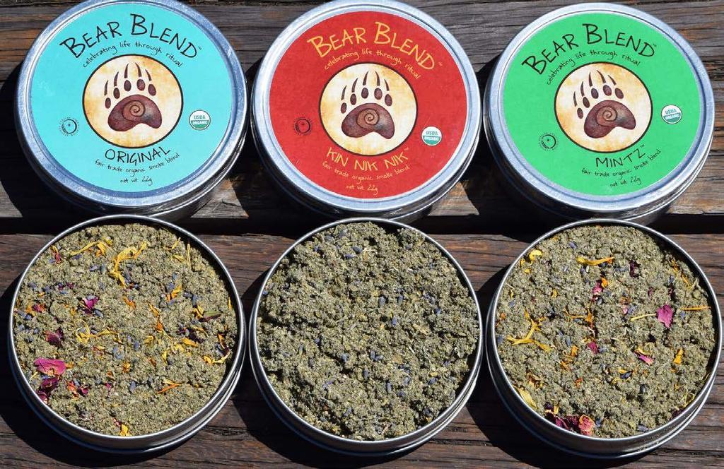 Bulk Herbs 100% certiied organic herbs with no other ingredients. See last page for a full list of herbs. Original Bear Blend Our most loral and aromatic blend. It is relaxing and soothing.