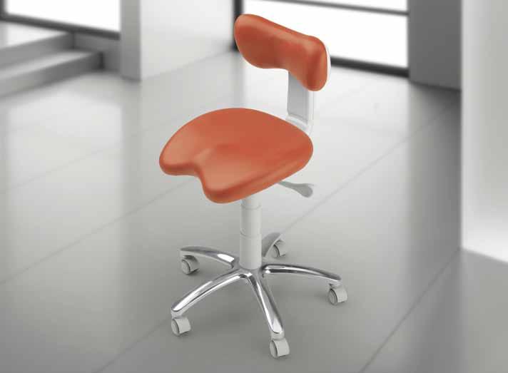 POSTURAL ERGONOMICS Lumbar support on the new stool can be adjusted both horizontally and vertically.
