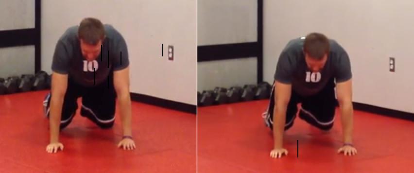 Box Plank Start on your hands and knees with your back flat. Your hands should be directly underneath your shoulders.