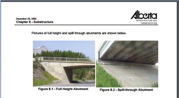Abutments Abutments Purpose Support the ends of the girders or stringers Contain the approach fills Two types in standard bridges classified according to their height 4 Full Height & Spill Through