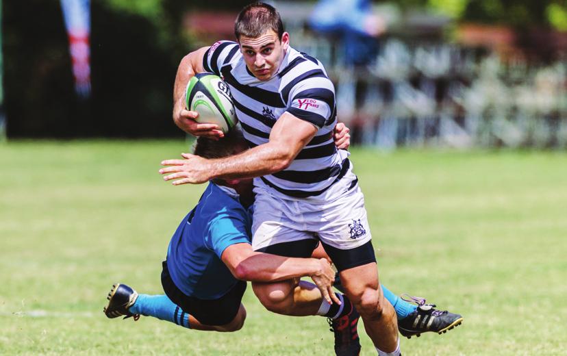 Rugby is a contact sport in which the attacking team tries to invade the defender s territory. In response, the defending team tackles the ball carrier in an attempt to stop his forward movement.