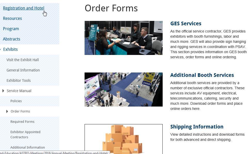 Ordering Booth Services GES Online Ordering and order forms for additional booth services may be accessed through the