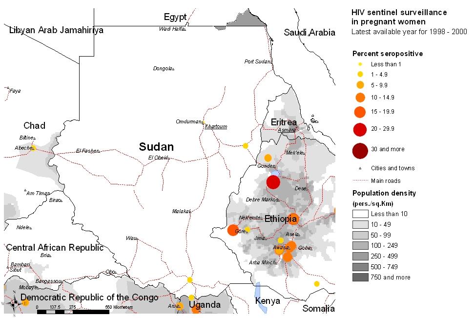 5 Sudan Maps & charts Mapping the geographical distribution of HIV prevalence among different population groups may assist in interpreting both the national coverage of the HIV surveillance system as
