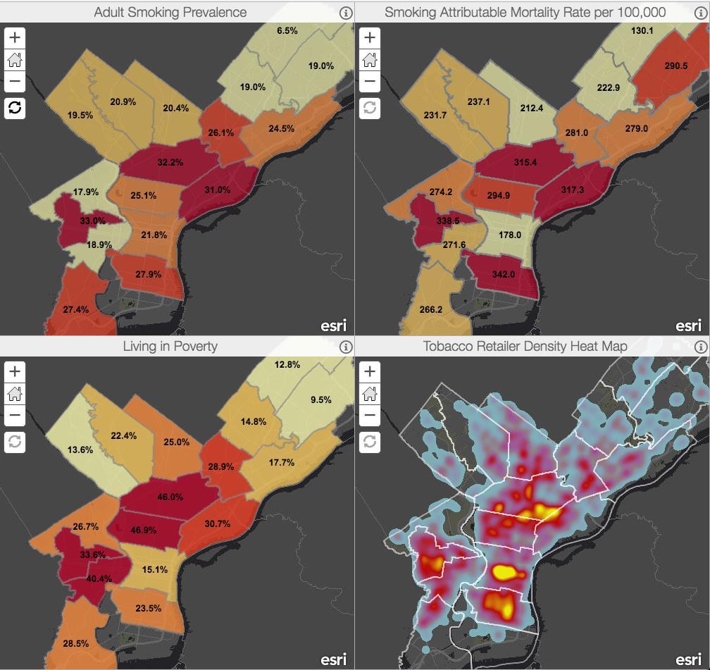 Reducing Disparities in Retailer Density & Proximity Philadelphia, PA Tobacco Retail Density Policy 1 permit per 1000 people in each planning district Tobacco-free school zones Increase in annual
