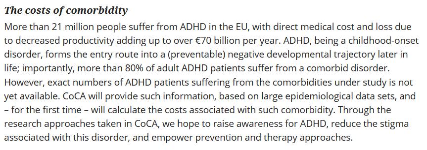 costs and the comorbidity clusters of SUD, obesity, anxiety/mood disorders for patients with ADHD in Germany provided by the public