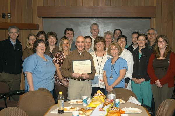 Ralph Daniello Receives Improving Our Workplace Award (IOWA) Ralph Daniello, RN, Oral Surgery (above, center), recently learned that he had been nominated and received the Improving Our Workplace