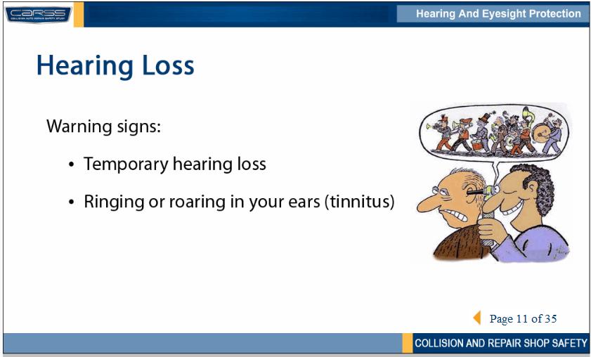 The following are warning signs that indicate you might be developing hearing loss: You have difficulty hearing after work, but it slowly returns to normal.