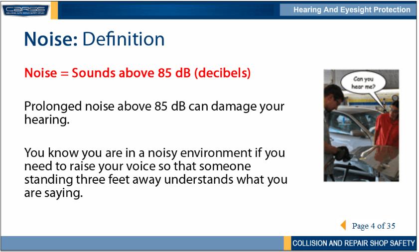 Noise is defined as sounds above 85 decibels (db). Prolonged noise above 85 db is considered loud and has the ability to damage your hearing.