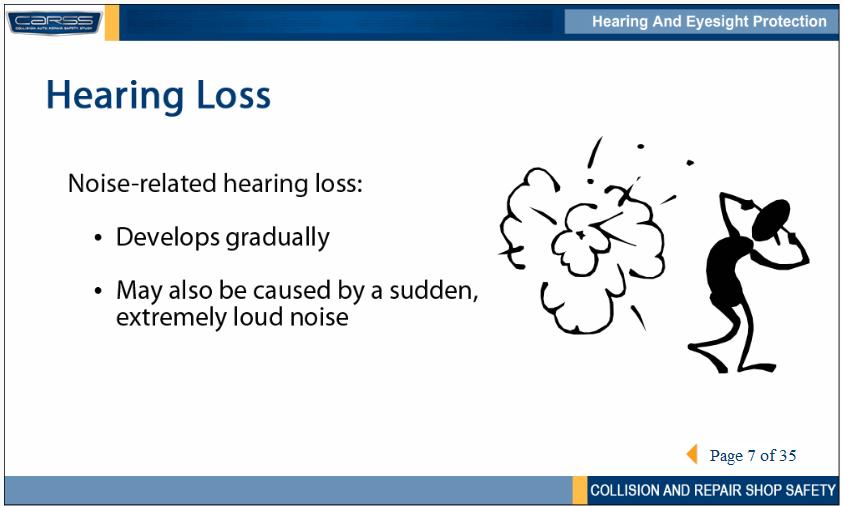 Typically, noise-related hearing loss develops gradually, so you may not notice it.