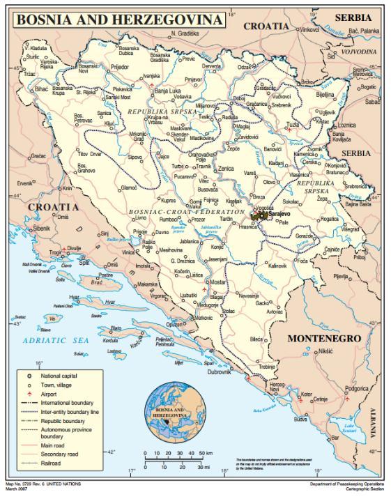 FACT SHEET BOSNIA AND HERZEGOVINA Territory: 51,209 sq km Borders: 1,459 km (Croatia 932 km, Serbia 312 km, Montenegro 215 km) Estimated population (thousands) 2012 2013 2014 2015 2016 Total 3,828
