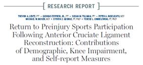 play Return to Some Form of Sports Return to Pre- Injury Level of Sports Return to Competitive Sports Return to Sports After ACL Reconstruction: Systematic review of 48 studies reporting return to