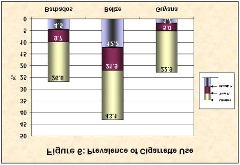 2.3. of Cigarette Use 2.3.1. of Cigarette Use and Age of First Use The percentage of students who had smoked a cigarette at least once in their lifetime was highest among the an students (43.