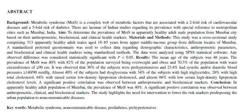 Prevalence Of Metabolic Syndrome In Mumbai City, India Key Findings 82% : Overweight & Obese Prevalence of MetS : 40% 70.
