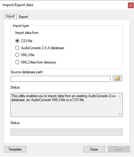 4.3.5 Data import/export Click the button to open the Import/Export data (Import/Export data) window.