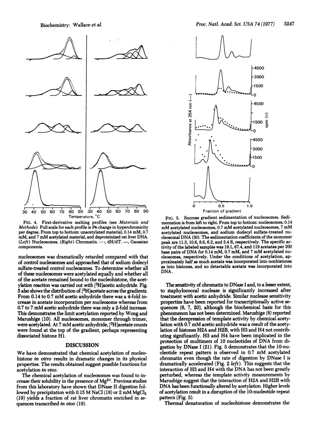 Biochemistry: xzi;c. Wallace et al. * T--_.t ' ~~~~L Proc. Natl. Acad. Sc. USA 74 (1977) 3247 _ 0 30 40 50 60 70 80 90 30 40 50 60 70 80 90 Temperature, 0C FIG. 4. First-derivative melting profiles (see Materials and Methods).