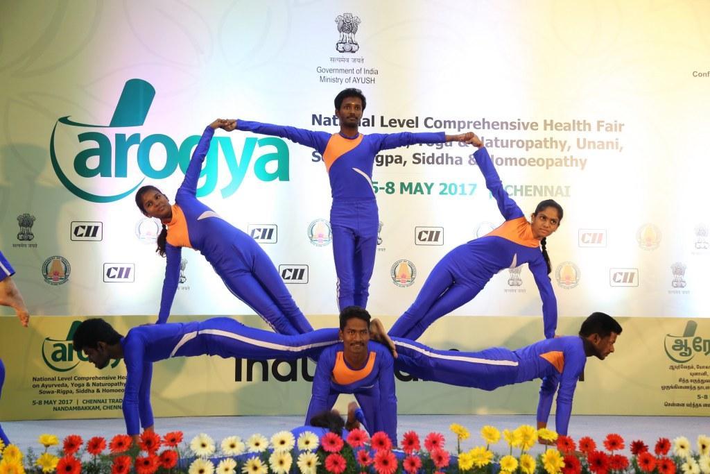 Fusion Yoga by students of Government Yoga & Naturopathy Medical College, Chennai RIBBON CUTTING CEREMONY Row 1: L-R: Mr Ashutosh Deshpande, Director
