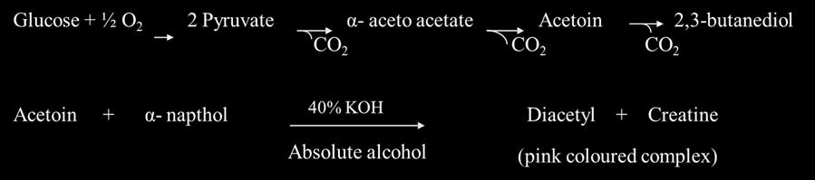 However, the VP test detects an intermediate product, the acetyl methyl carbinol (acetoin).
