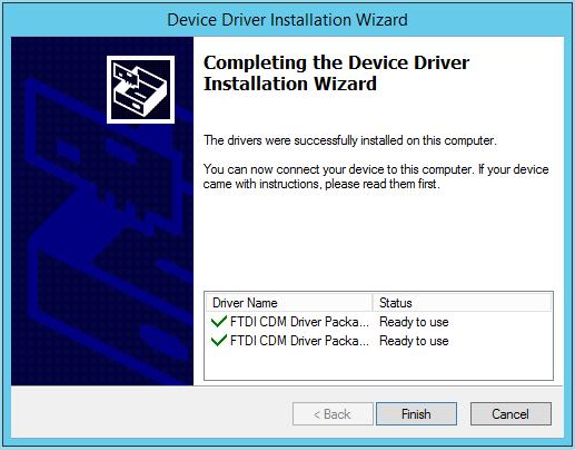 After FTDI Drivers installation is