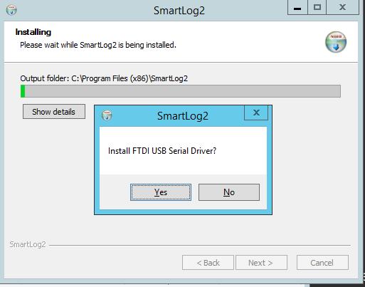 Click Yes to install FTDI USB Serial Drivers.