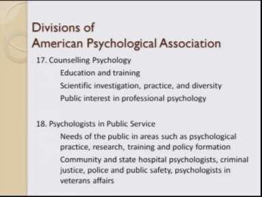 related themselves with this the 16 division is the school psychology division which basically looks at delivery of