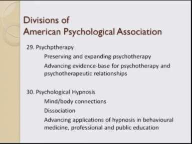 (Refer Slide Time: 20:30) 29 division is the psychotherapy division and psychotherapy division basically looks at preserving and