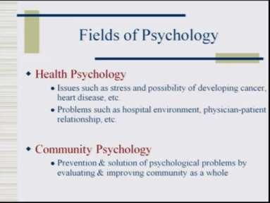 (Refer Slide Time: 30:25) (Refer Slide Time: 30:28) Health psychology and community psychology we have discussed environmental psychology we