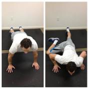 Spiderman Pushups Starting Position: Start in a push-up position with your core tight and back straight.