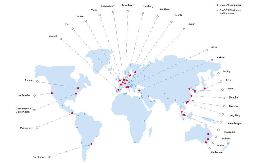 QIAGEN s Global Footprint Americas Approx. 51% of Sales Europe Approx.
