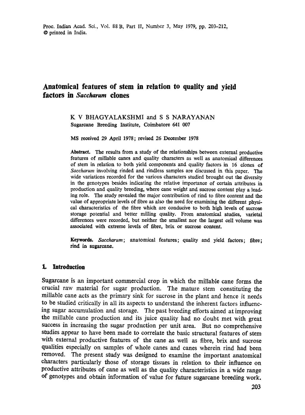 Proc. Indian Acad. Sci., Vol. 88 B, Part II, Number 3, May 1979, pp. 203-212, 0 printed in India.