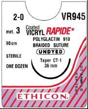 VICRYL* Rapide Polyglactin 910 Suture Braided Superior patient comfort Superficial closure of skin and