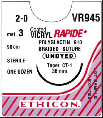 VICRYL* Rapide Polyglactin 910 Braided Suture Superior patient comfort Superficial closure of skin and