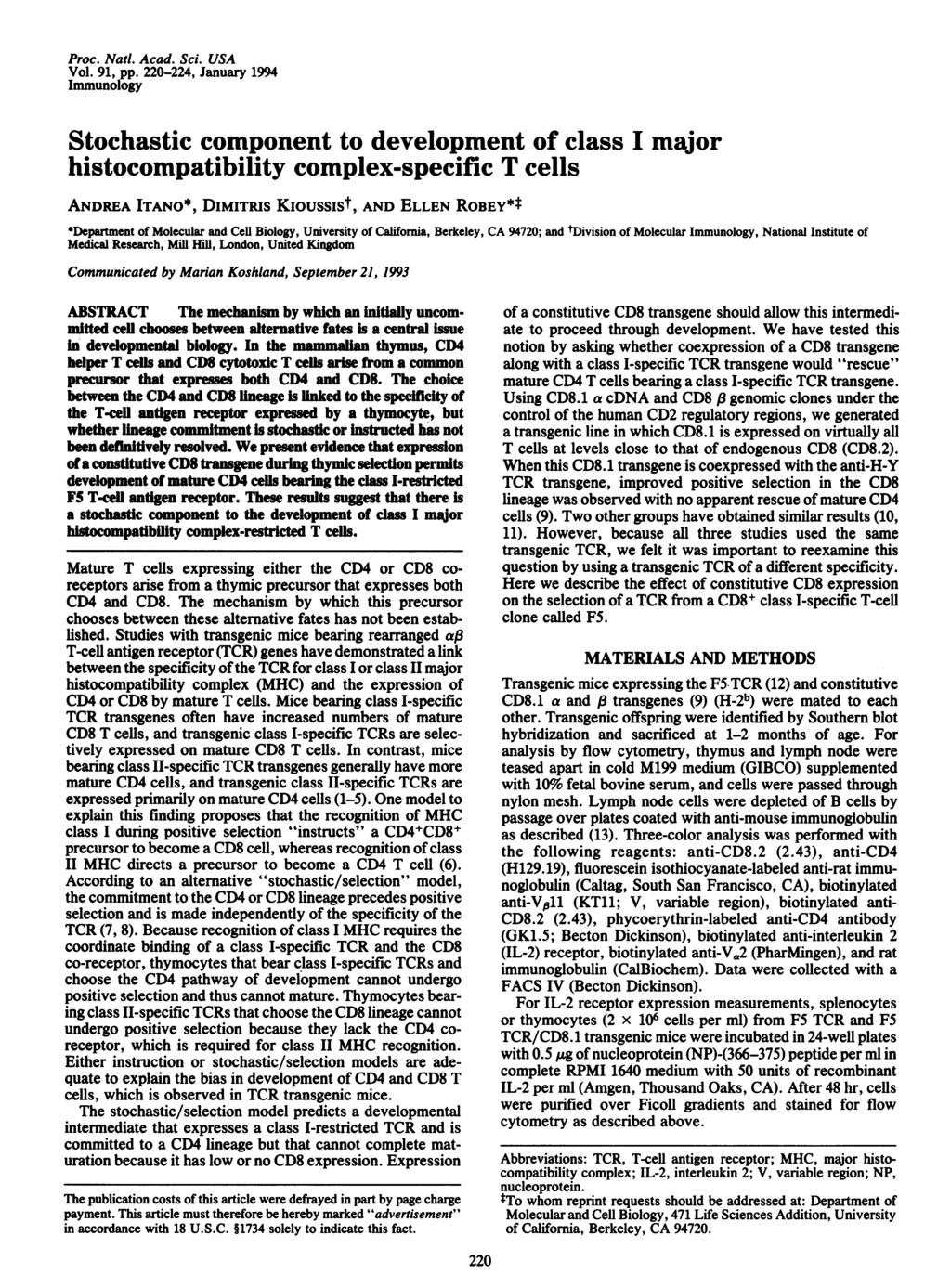 Proc. Natl. Acad. Sci. USA Vol. 91, pp.
