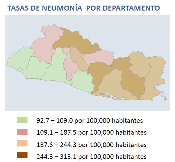 Pneumonia rates Distribución de virus respiratorios por SE, 2012-13 In Guatemala, according to national laboratory data from EWs 12-15, 2013, of all samples tested (n =110), 54.