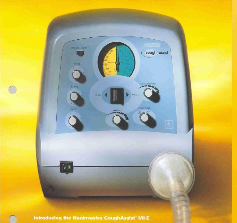 M-IE/Cough assist machine/ Coughalator 1952 - used in poliomyelitis Not used for 40 years Early 90s - regained popularity Delivers pre-set positive