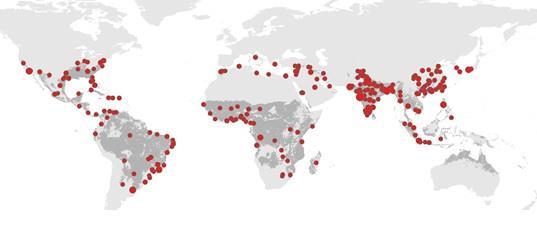 Growing threat: urban centres and Aedes aegypti distribution By 2050,