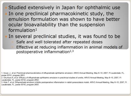 studies, it was found to be Safe and well tolerated after repeated doses Effective at reducing inflammation in animal models of postoperative inflammation2,3 1. Inoue, J., et al.