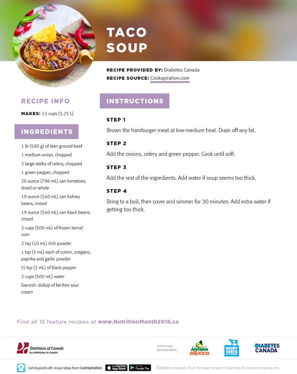 Feature Recipe - Taco Soup Page