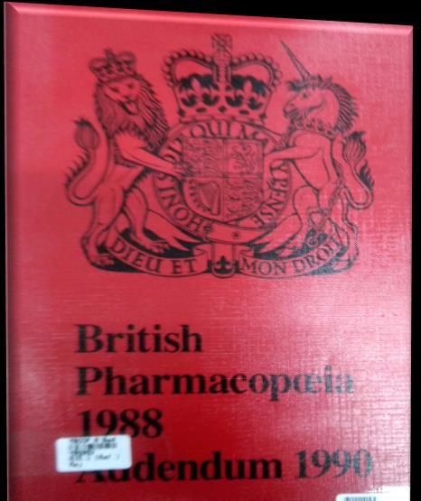 British Pharmacopoeia (Addendum 1989) Ministry of Health & Services, London