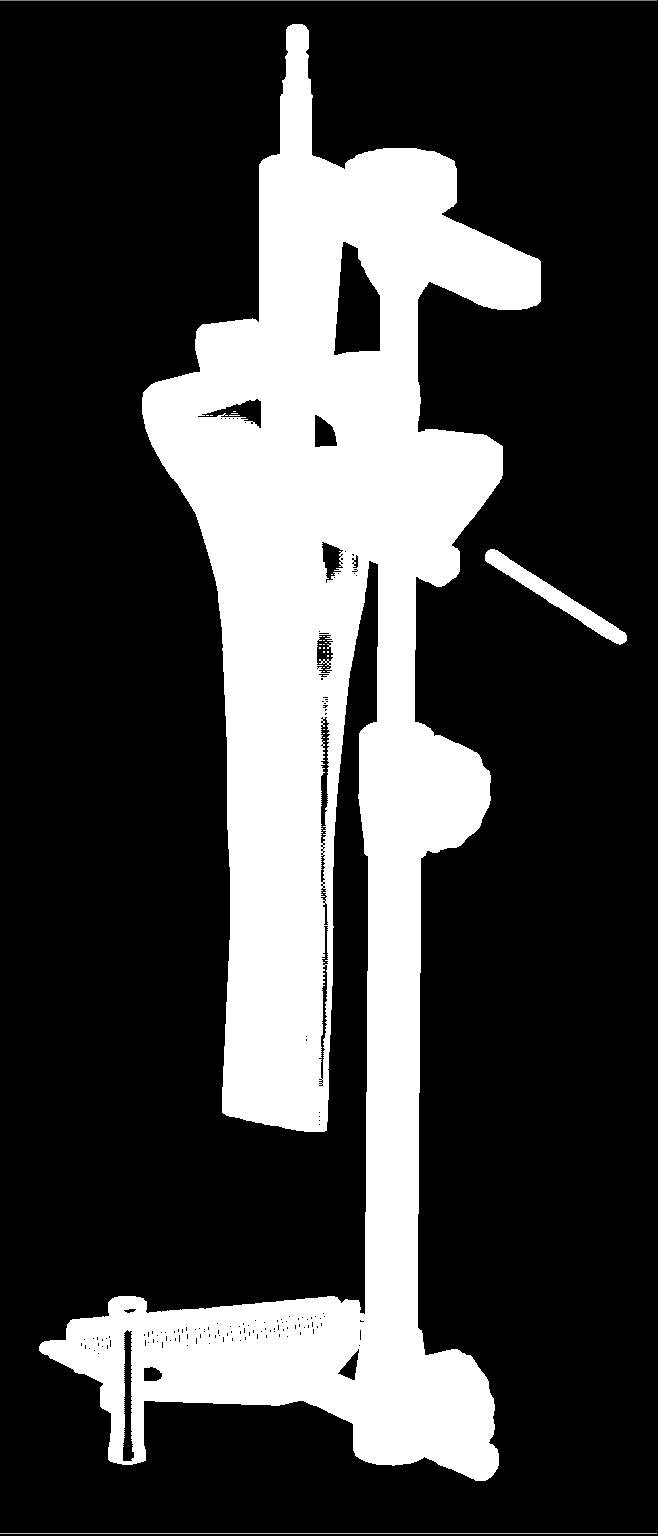 Combined technique - Drill the medullary canal with the 8 mm drill bit - Introduce the intramedullary rod mounted on the handle - Assemble on the arm the column with the right or left tibial
