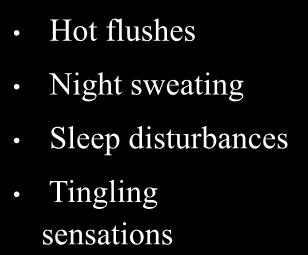 SYMPTOMS Hot flushes Night sweating