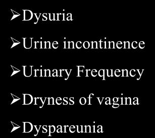 Dysuria Urine incontinence Urinary