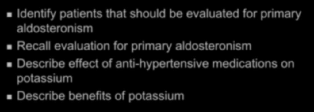 primary aldosteronism Describe effect of