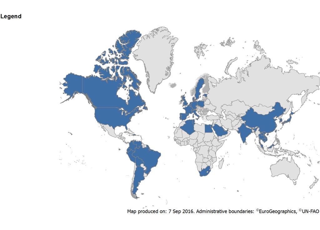 Current global prevalence of mcr-1 Countries (n=41) reporting of mcr-1 in